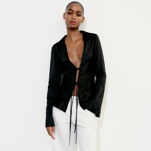 Zara Satin Effect Top With Ties